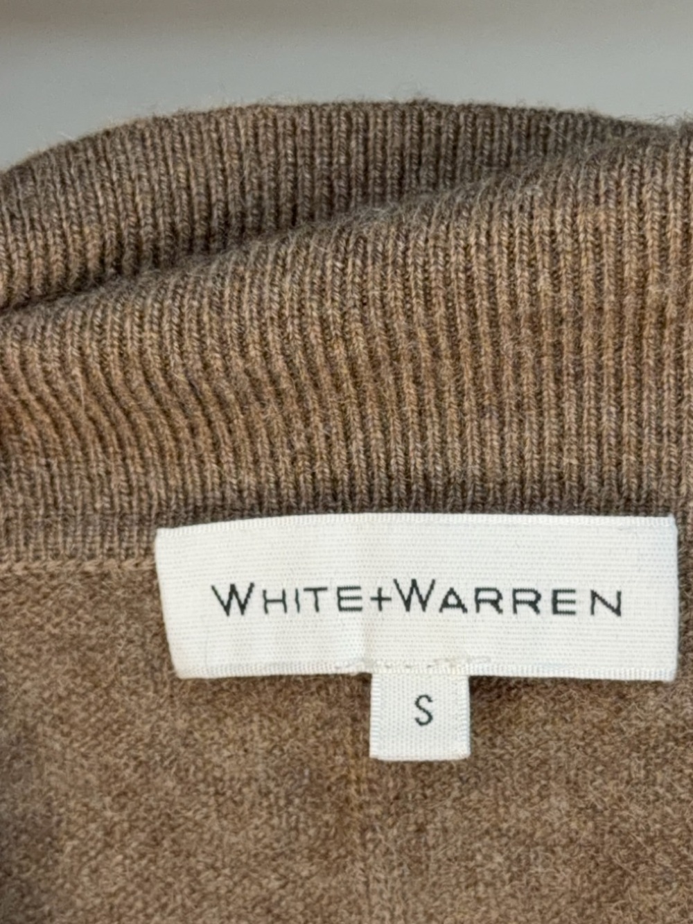White + Warren Brown Cashmere Collared V-Neck Sweater with Layered Plum Top - Picture 8 of 9